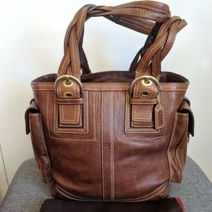 Coach Mia Soho Brown Braided Leather Tote Handbag